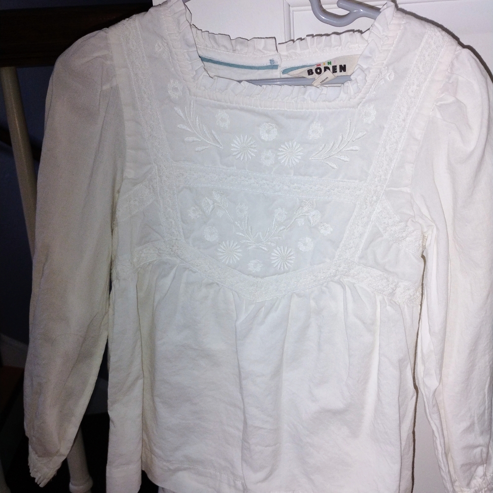 Mini Boden White Ruffled Blouse